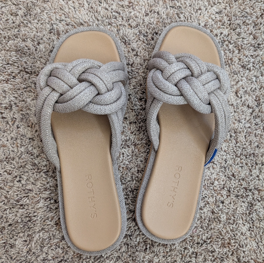 Rothy's Gray Braided Slide Sandals Size 8